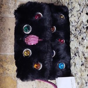 NWT Kurt Geiger Jeweled Faux Fur Kensington Bag